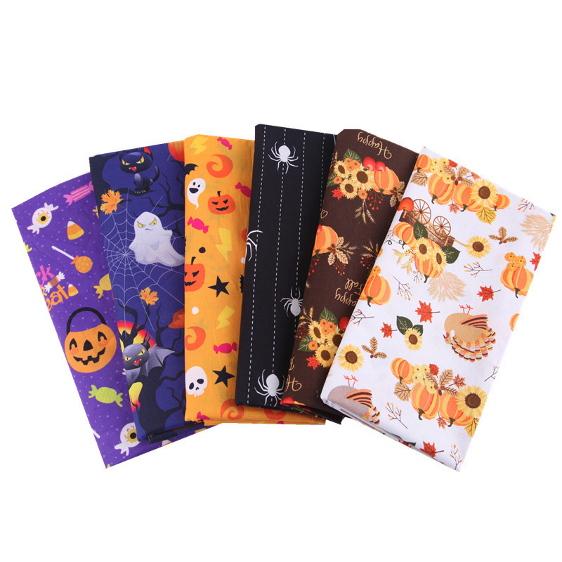 Halloween Pumpkin Ghost Cotton Cloth Head 40 Pieces 15*15cm Patchwork Group Plain Flower Cloth Small Floral Cotton Cloth