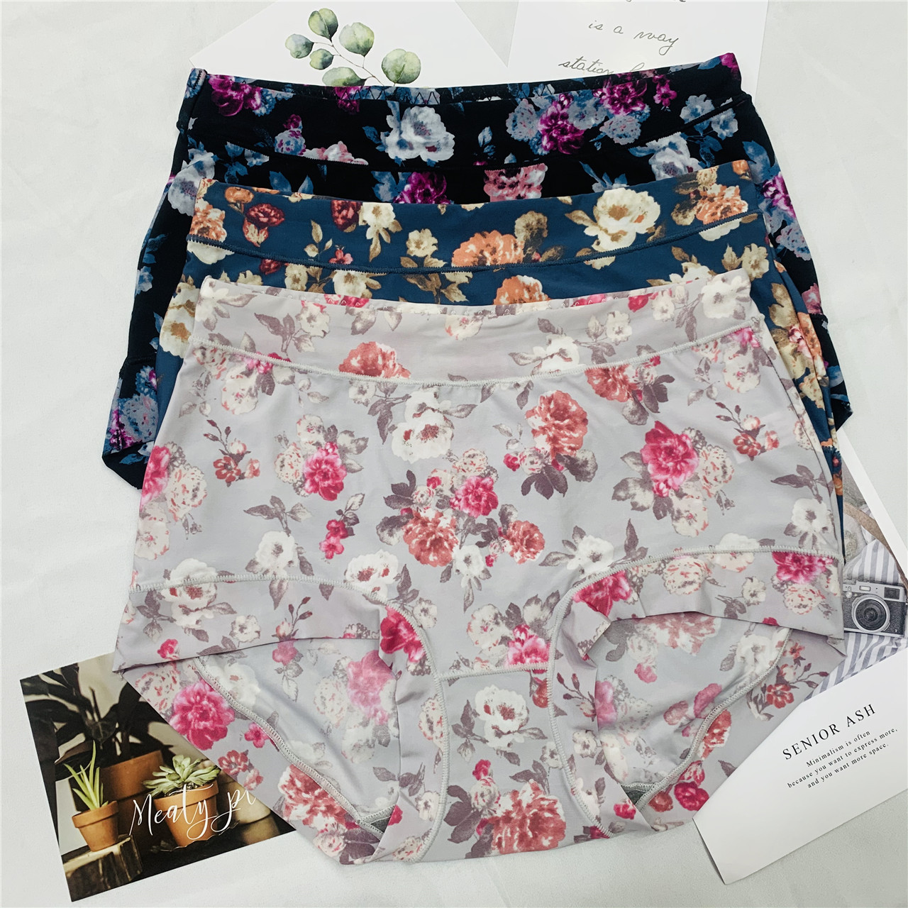 Прямые Продажи Фабрики Больших Размеров Нижнее Белье Из Льняного Шелка Печатные Графеновые Быстросохнущие Дышащие Бесшовные Высокие Трусы Женские