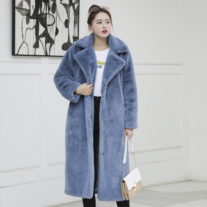 2024 AliExpress Fur Coat Long plus size Women Faux Rabbit Fur Coat Warm Winter Fur Coat