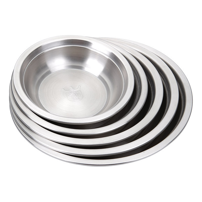 Stainless Steel Small Plate Korean 304 Round Barbecue Meat Plate Seasoning Snack Pickle Plate Moxibustion Tool Large Round Flat Plate