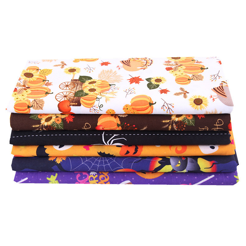 Halloween Pumpkin Ghost Cotton Cloth Head 40 Pieces 15*15cm Patchwork Group Plain Flower Cloth Small Floral Cotton Cloth