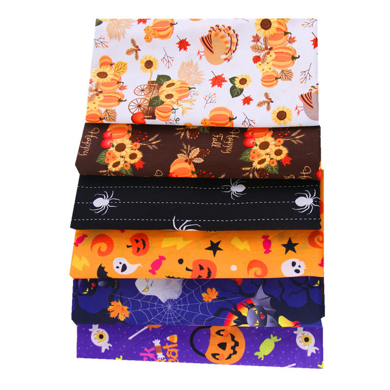 Halloween Pumpkin Ghost Cotton Cloth Head 40 Pieces 15*15cm Patchwork Group Plain Flower Cloth Small Floral Cotton Cloth