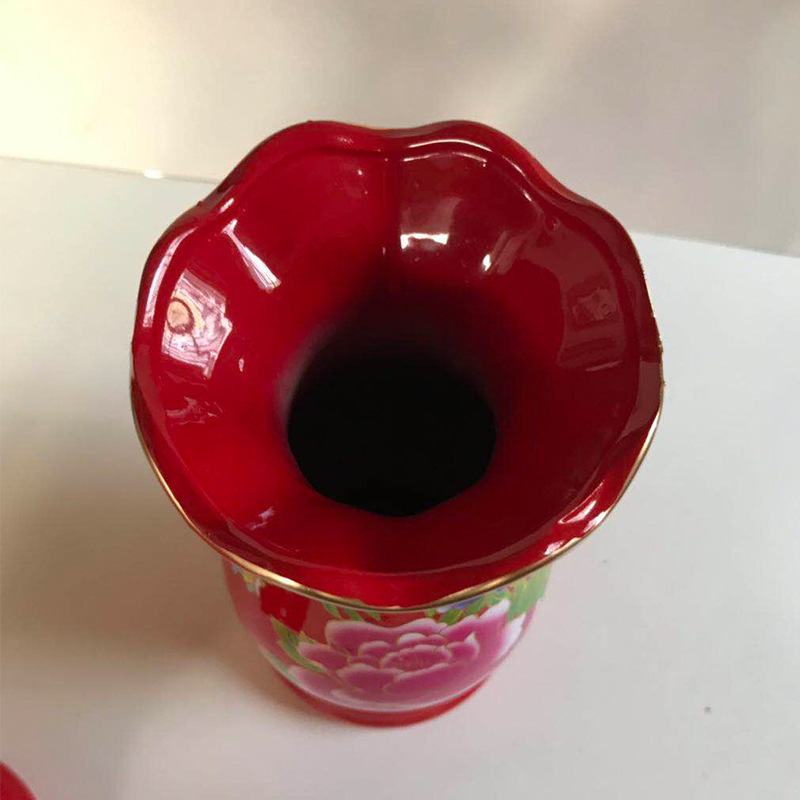 Chinese-style red glaze vase living room flower arrangement dried flower decorations ceramic ornaments model room decoration creative simple