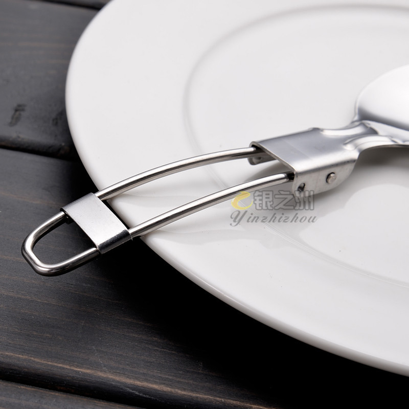 Stainless steel folding spoon, folding cutlery knife salad spoon with fork folding spoon outdoor portable suit