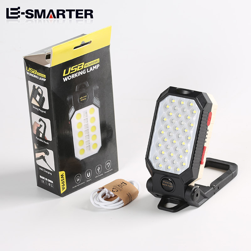 Cross-border new COB work light USB charging LED with magnet hook power display emergency flashlight inspection light