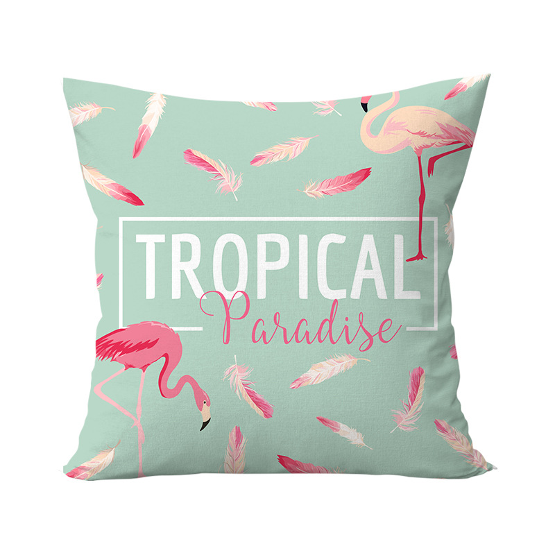 Pillow Flamingo Pillow Cover Casual Green Plant Sofa Cushion Short Stuffed Fabric Printed Pillow Dropshipping