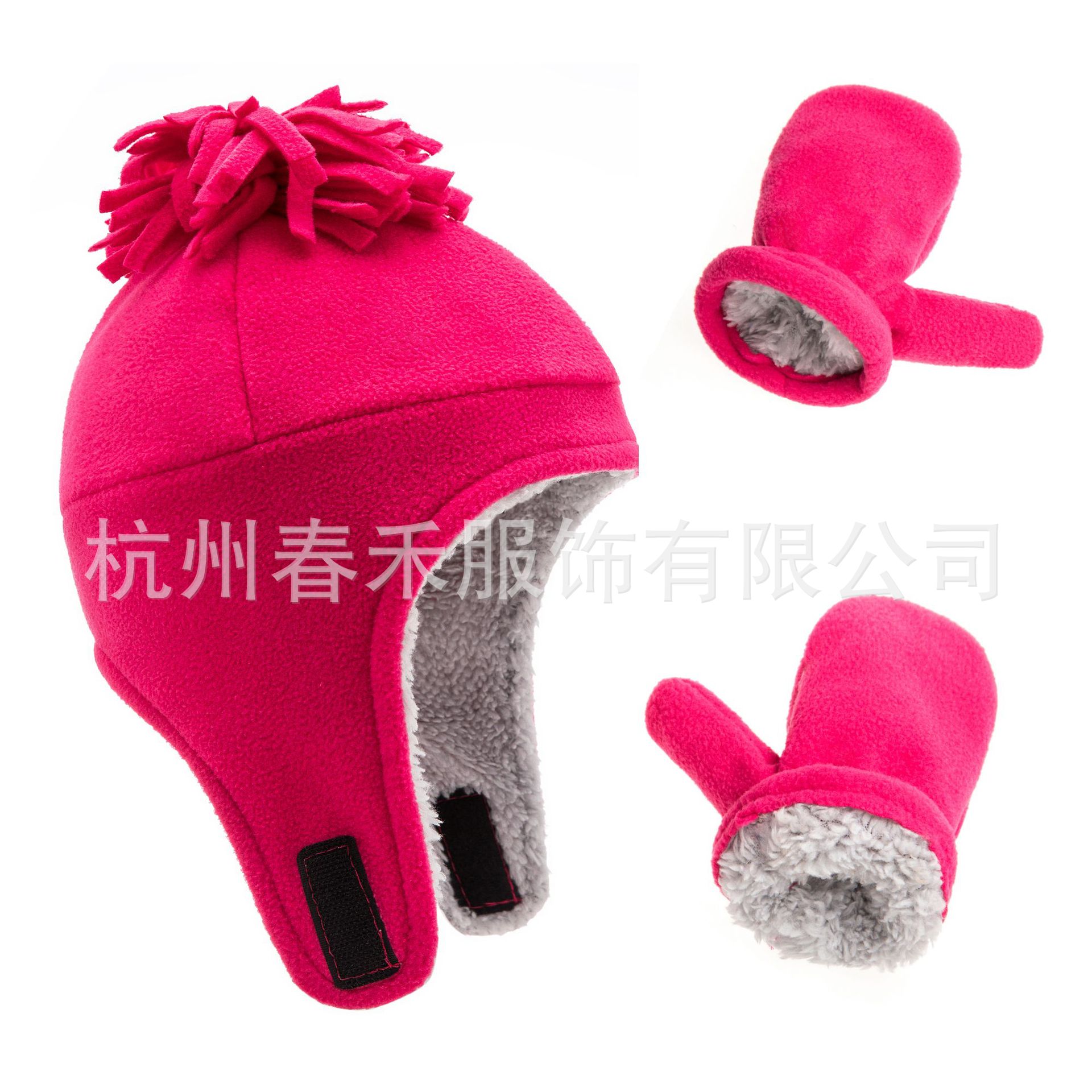 Детская шапка и перчатки, флис, 11 цветов, два размера, осень-зима