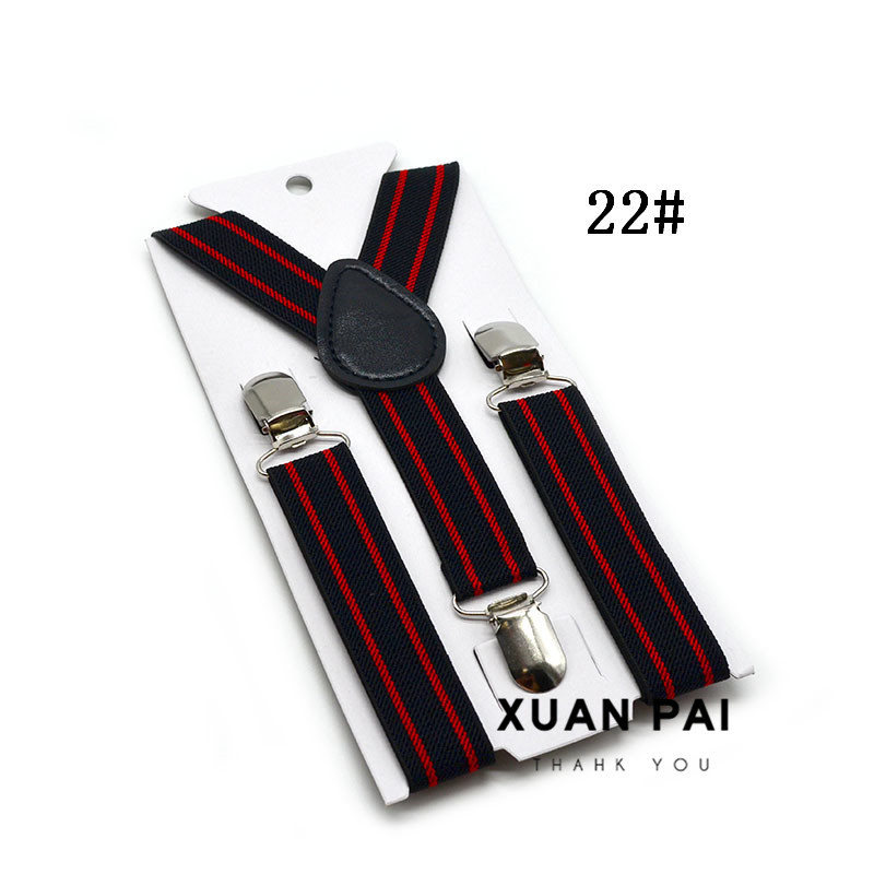 Children's 2.5cm Strap Clip Vintage Striped Series Boys and Girls Universal Suspender Belt Baby Autumn and Winter Pants Clip