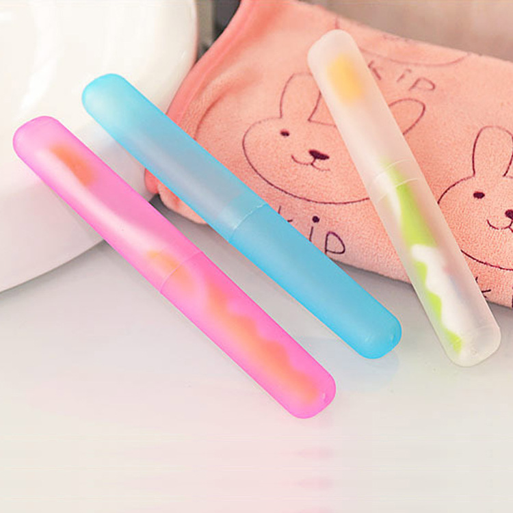 Travel Portable Toothbrush Box Set Candy Color Frosted Feel Toothbrush Head Protective Cover Dustproof Toothbrush Storage Box