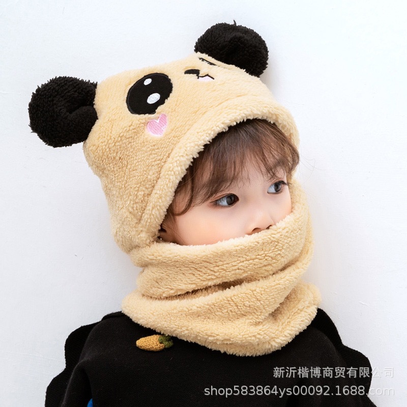 Children's hat wholesale autumn and winter boys and girls ear protection cap scarf one cute baby cap plus Velvet Ear cotton cap