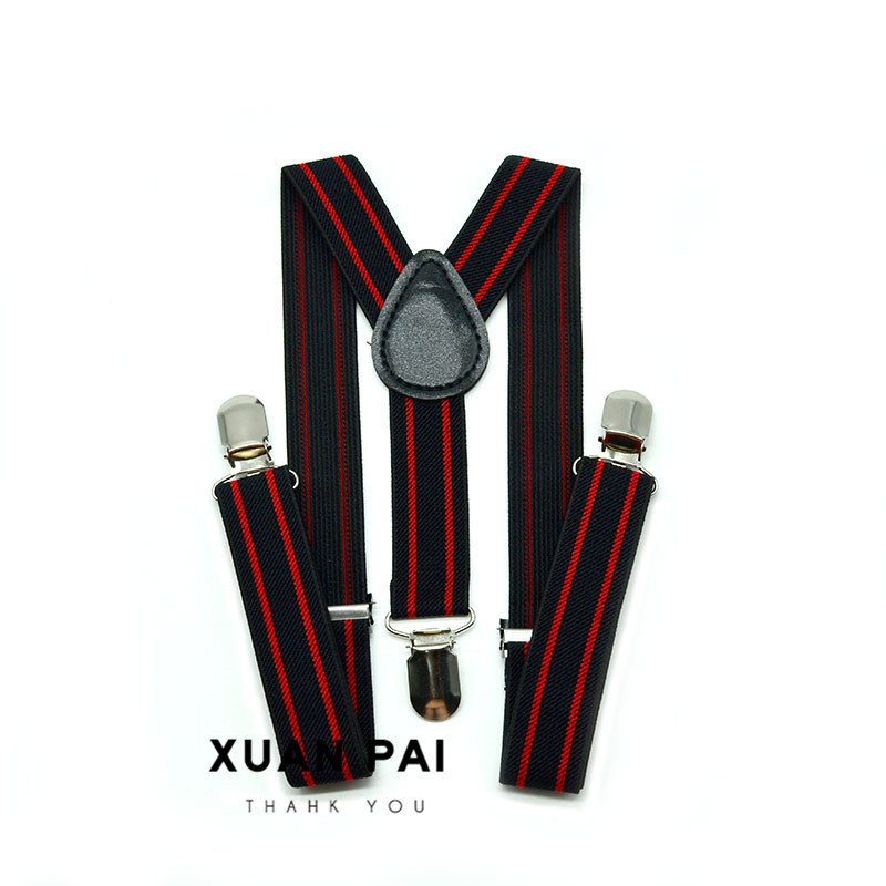 Children's 2.5cm Strap Clip Vintage Striped Series Boys and Girls Universal Suspender Belt Baby Autumn and Winter Pants Clip