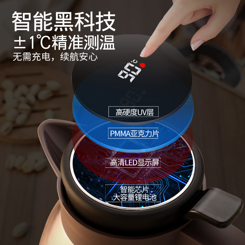 Enermei Thermos Large Capacity Household 304 Stainless Steel Liner Intelligent Thermos Kettle Press Thermos Batch