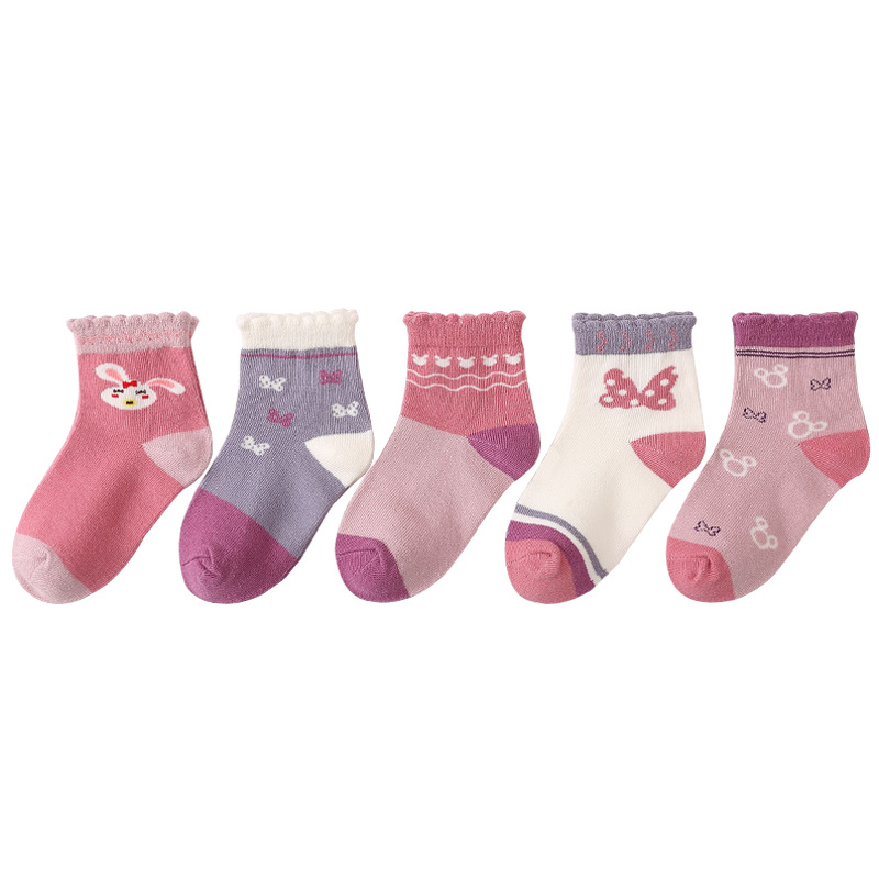 Children's Socks Spring and Summer Thin Combed Cotton Mid-Tube Socks Boys and Girls Wholesale Cartoon Children's Middle and Large Children's Student Socks
