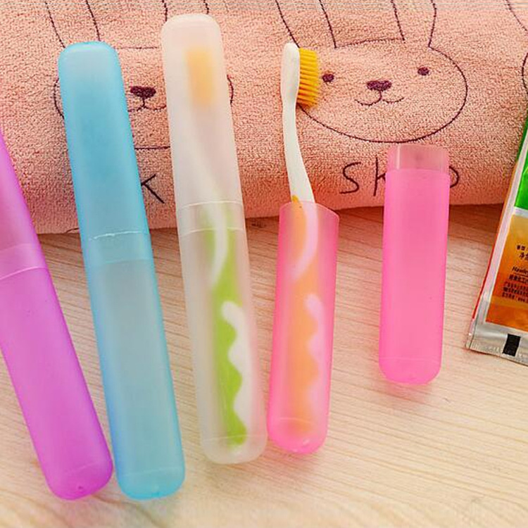 Travel Portable Toothbrush Box Set Candy Color Frosted Feel Toothbrush Head Protective Cover Dustproof Toothbrush Storage Box