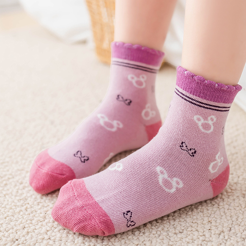 Children's Socks Spring and Summer Thin Combed Cotton Mid-Tube Socks Boys and Girls Wholesale Cartoon Children's Middle and Large Children's Student Socks