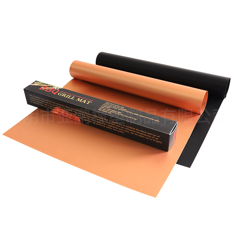 in stock cross-border non-stick barbecue mat black copper Teflon high temperature resistant bbq barbecue mat 0.3mm thick