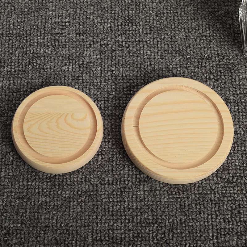 Деревянная круглая подставка для вечных цветов с защитным стеклом