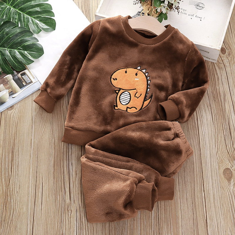 Baby winter pajamas set 2023 new baby children's clothing boys and girls autumn and winter flannel home clothing tide