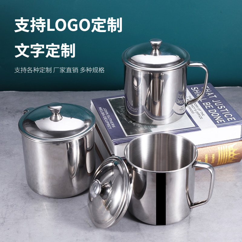 304 Stainless Steel Water Cup Thickened Kindergarten Student Water Cup School Canteen Mouth Cup Household Large Capacity Cup