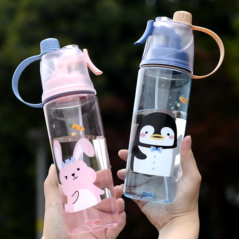 Summer Spray Cup Children's Plastic Water Cup Male and Female Primary School Students Outdoor Sports Creative Internet Celebrity Cup Customization