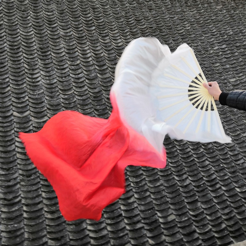 Dancing fan dancing yangko color fan lengthened three-color gradient square dance fan long silk fan large fan silk belly dance