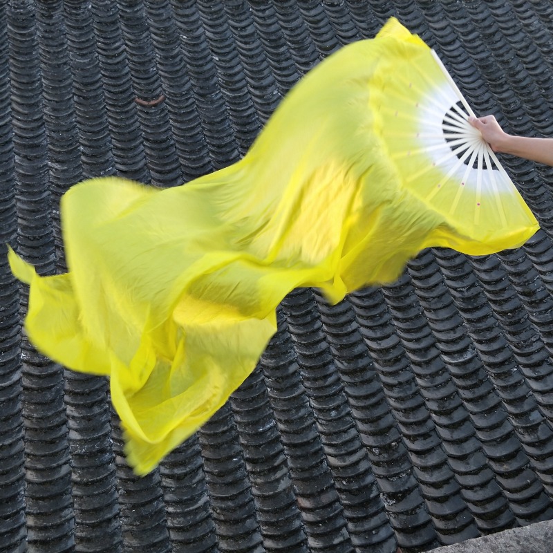 Dancing fan dancing yangko color fan lengthened three-color gradient square dance fan long silk fan large fan silk belly dance