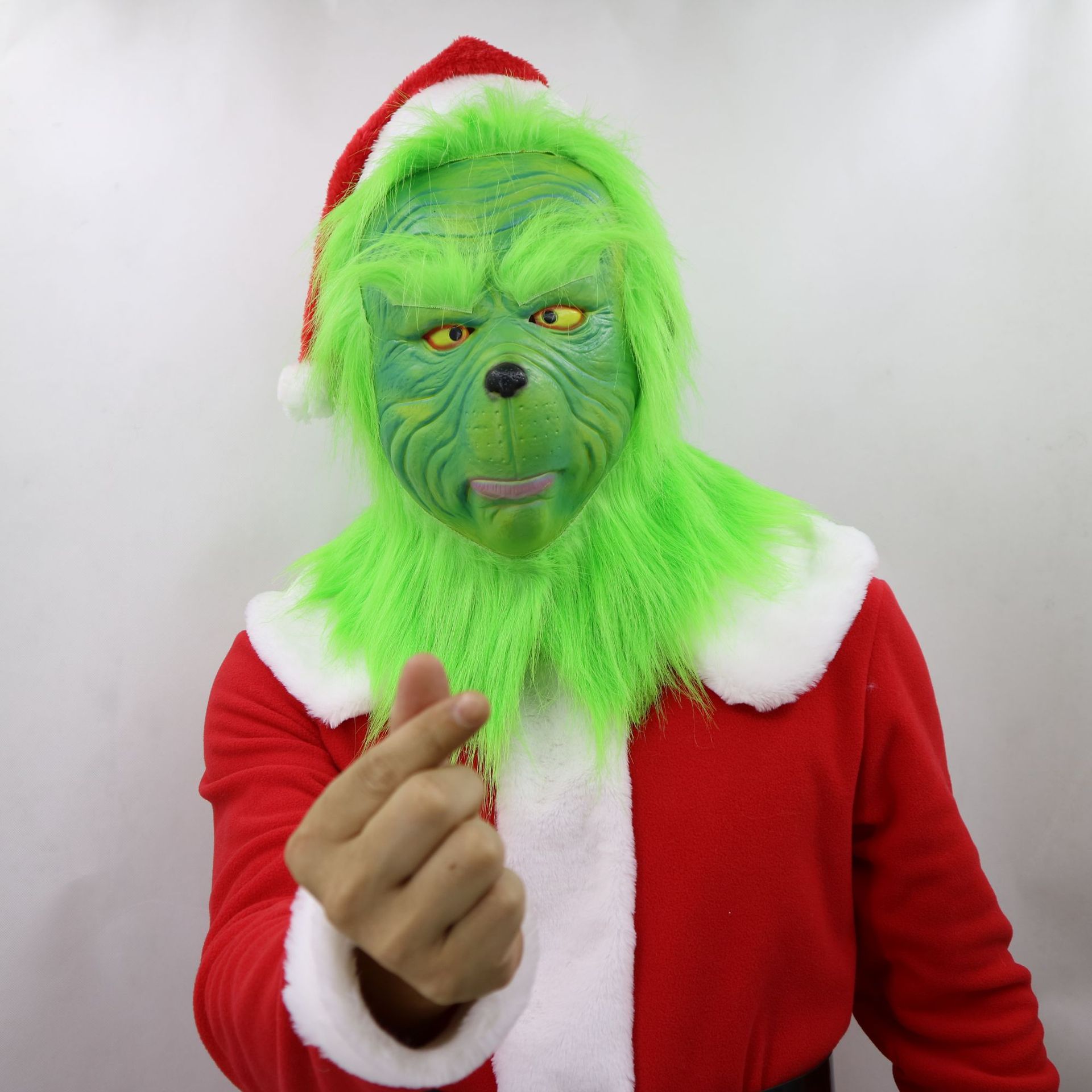 Christmas Costume Monster Gods Steal Green Fur Monster Grinch Costume Green Fur Monster Mask the Greengrinch Funny