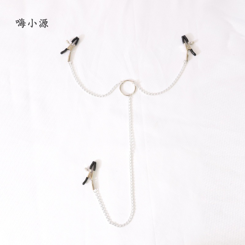 Factory Direct Sales Adult Three-Head Long Chain Nipple Clamps, Breast Clamps, Sex Products, Supports Dropshipping