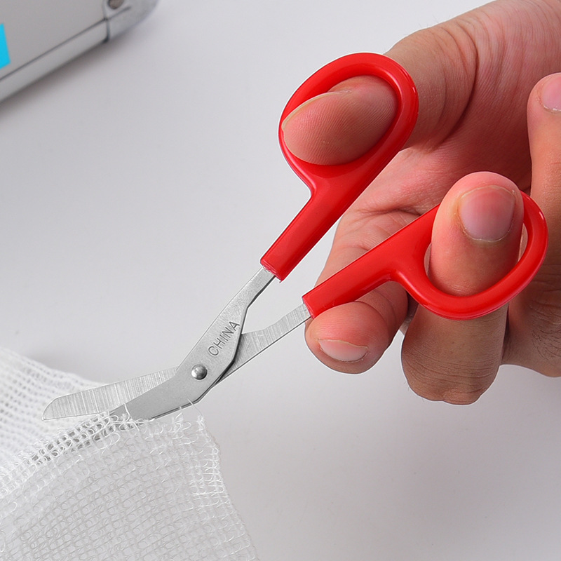 Stainless steel 12cm elbow gauze scissors mini bandage scissors camouflage tape scissors household spot wholesale
