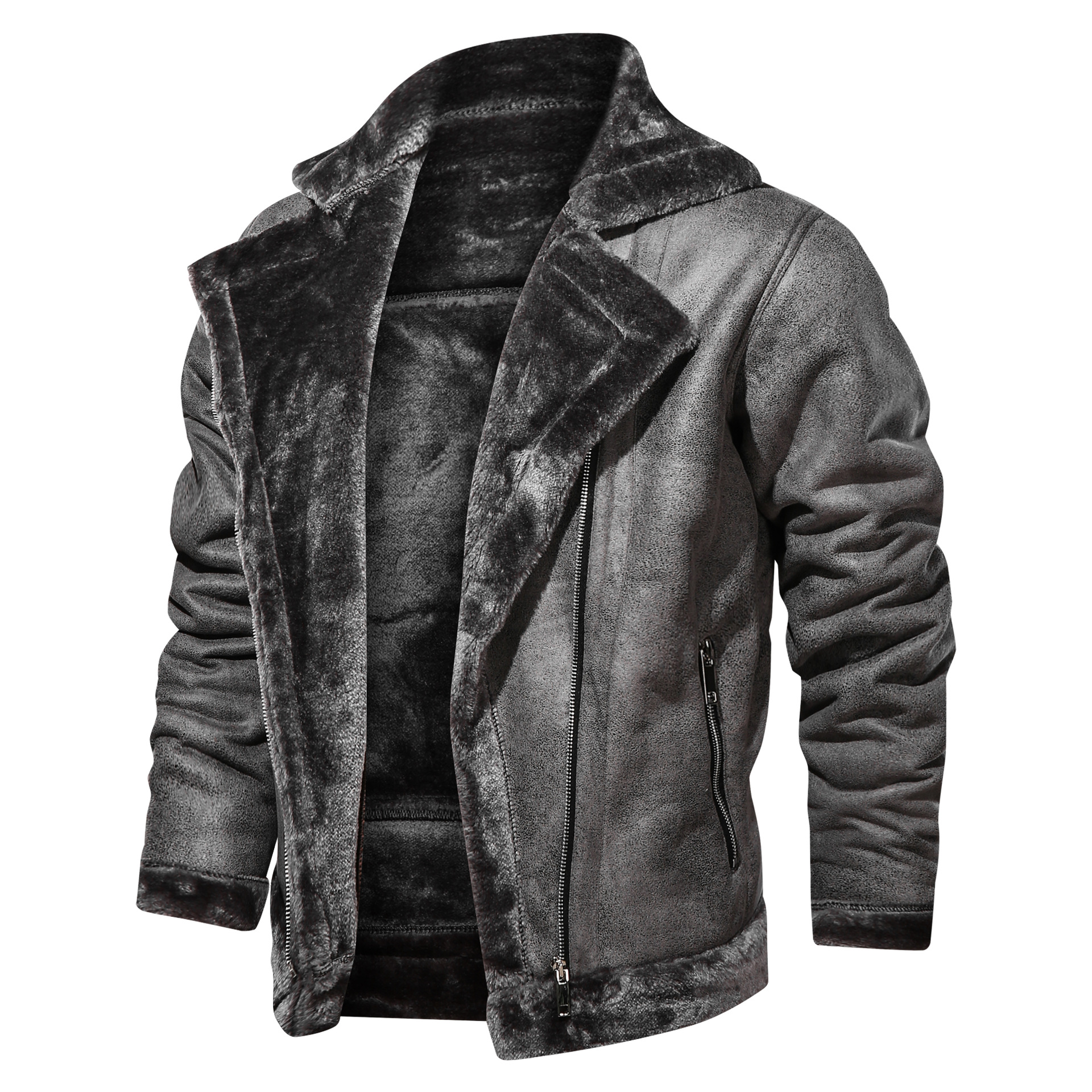 2020 New Men's Fur Integrated European and American Large Size Warm Thickened Fur Motorcycle Outdoor Cotton All-In-One Jacket
