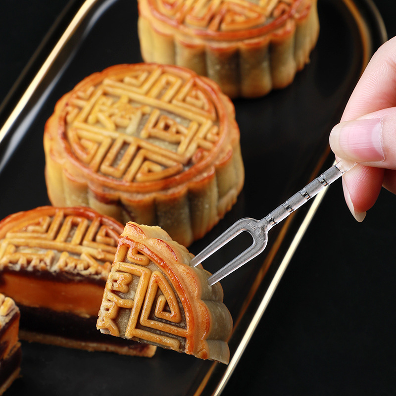 Mid-Autumn Moon Cake Independent Packaging High-grade Cake Knife Disposable Cake Cutting Knife Plastic Baking Moon Cake Knife and Fork Set