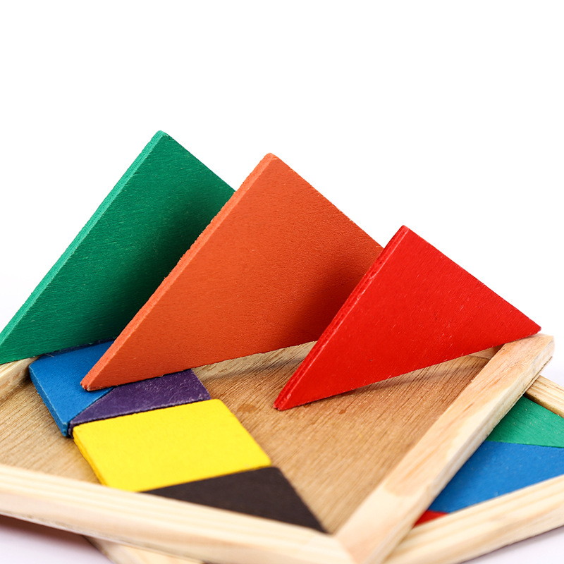 Colorful Wholesale Wooden Toys Brain Development Play Early Education Educational Toys Tangram Promotional Building Blocks