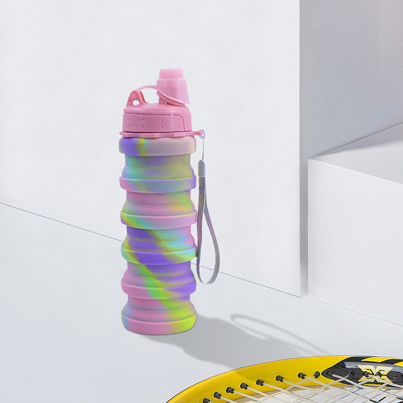 Factory Direct Sale New Portable Rope Silicone Folding Water Cup Sports Outdoor Portable Beverage Kettle Creative Water Bottle