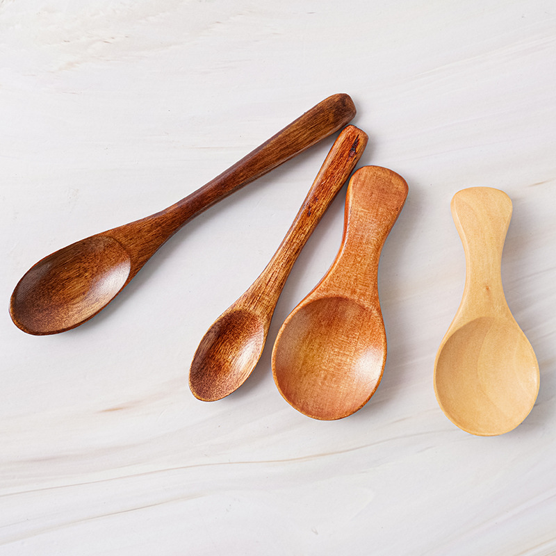 Wholesale Japanese Wooden Eating Spoon Nanmu Tied Small Wooden Spoon Eating and Broadcasting Internet Celebrity Pink Lotus Wood Long-Handled Soup Spoon