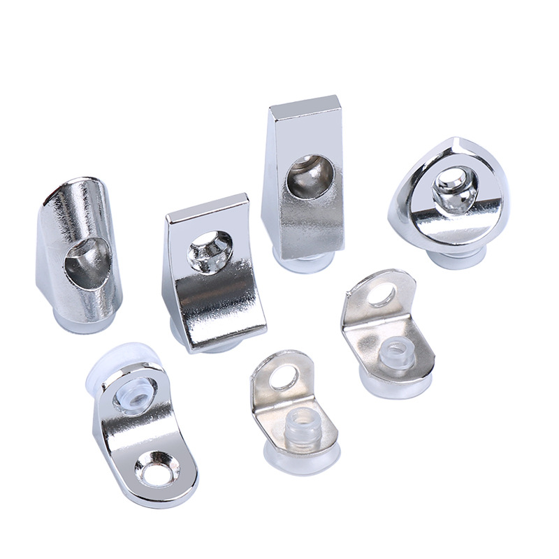 Manufacturer Wholesale One-Line Laminate Support Partition Nail Furniture Cabinet Zinc Alloy Seven-Shaped Plate Support Thickened Suction Cup Partition