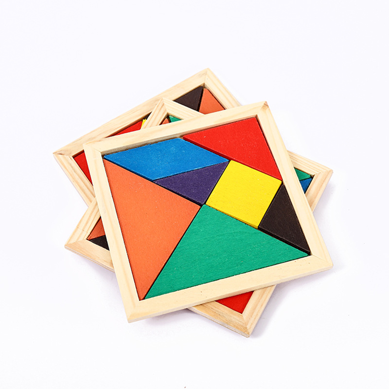Colorful Wholesale Wooden Toys Brain Development Play Early Education Educational Toys Tangram Promotional Building Blocks