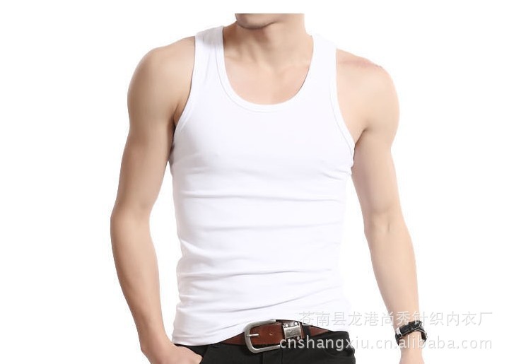 Мужской спортивный жилет I-образного кроя эластичный из хлопка летний дышащий корейский фитнес