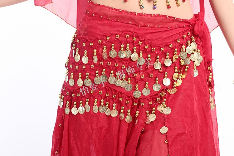 Spot supply belly dance belt 3 rows 98 dollar chiffon waist chain