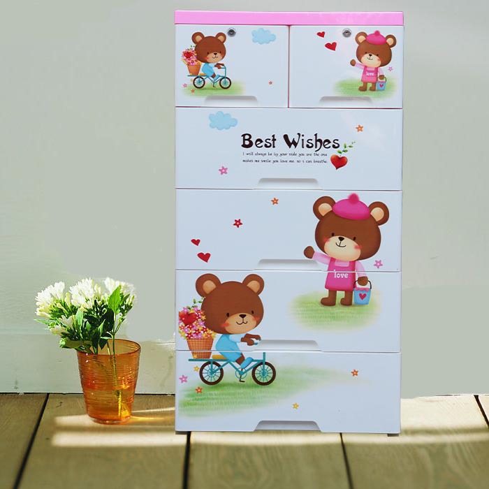 Детский шкаф A60125, мультяшный, органайзер, ящик для хранения, пластиковый шкаф