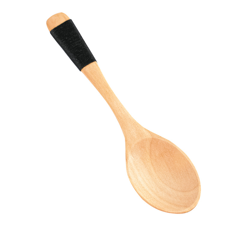 Wholesale Japanese Wooden Eating Spoon Nanmu Tied Small Wooden Spoon Eating and Broadcasting Internet Celebrity Pink Lotus Wood Long-Handled Soup Spoon