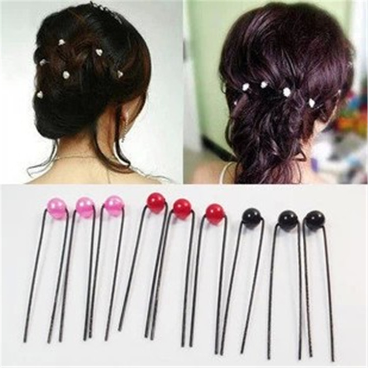 Korean version of the popular hair accessories bride headdress pearl hair clasp plate U-shaped clip women's pearl hair fork accessories 2 yuan wholesale