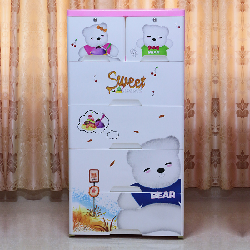 BAby WArdrobe A66125 Household DrAwer Type Cute BeAr StorAge CAbinet Thickeneded Clothing CArtoon StorAge CAbinet