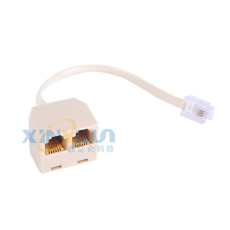 RJ11 телефонный адаптер, один в два, с линией, мужской адаптер