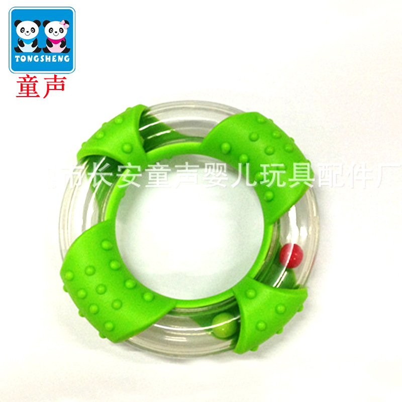 Supply 80mm coated transparent ring baby tooth glue rattle toy bell small plastic toy accessories
