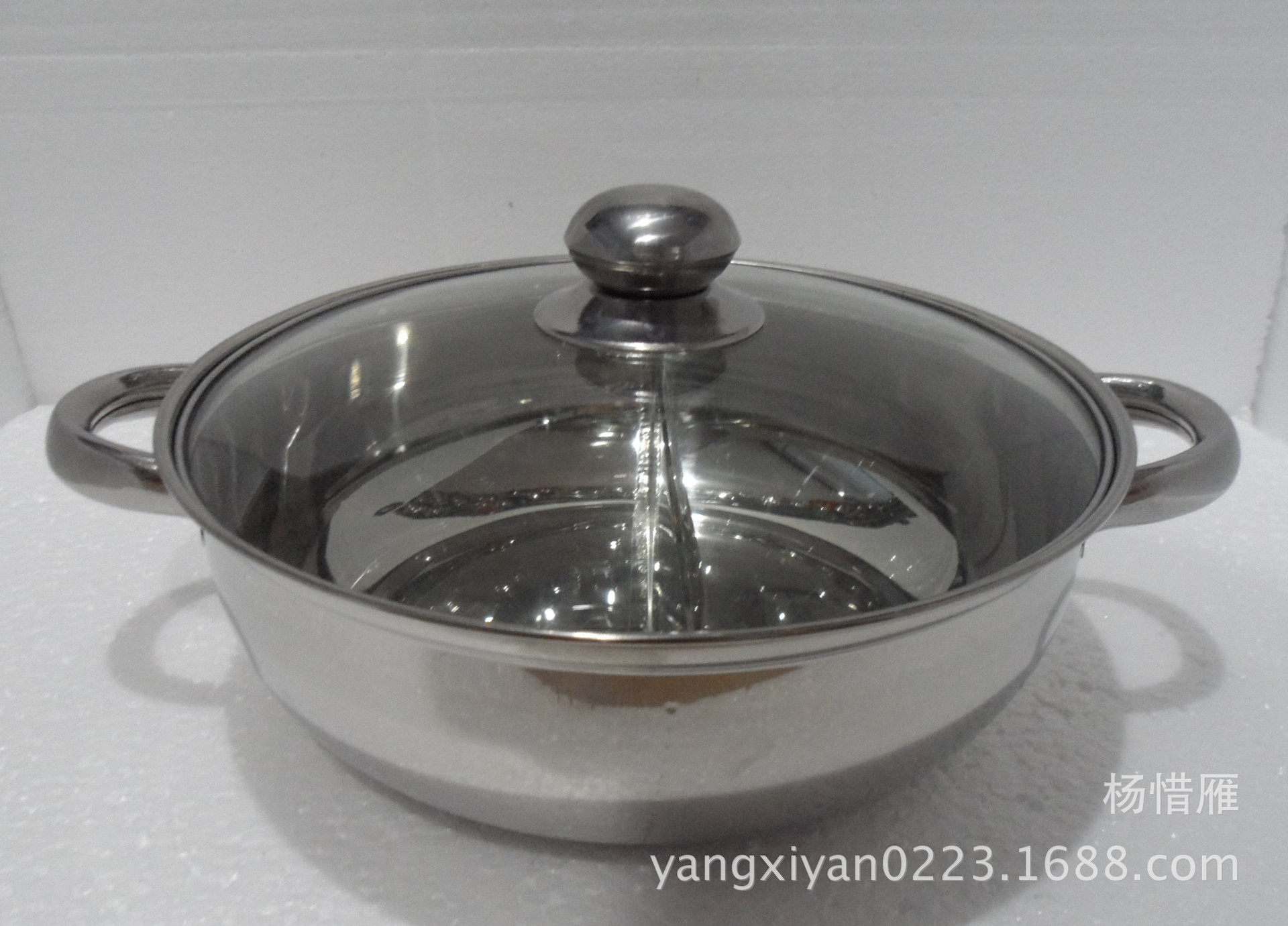 Stainless Steel Non-magnetic Single Bottom Double Bottom Hot Pot with Lid Two-flavor Mandarin Duck Hot Pot Small Fat Sheep with Grids Edge Boiler
