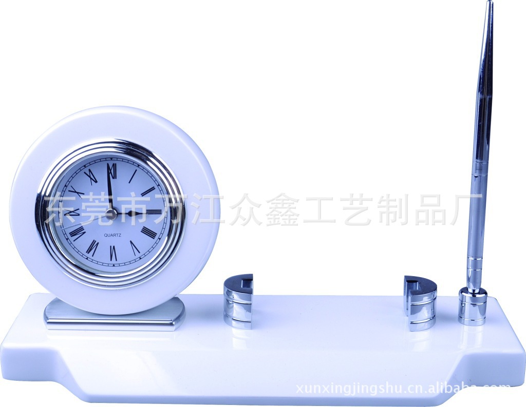 Clock Pen Holder, Business Card Holder, Three-In-One Office Ornaments, Office Gifts D6023W-S