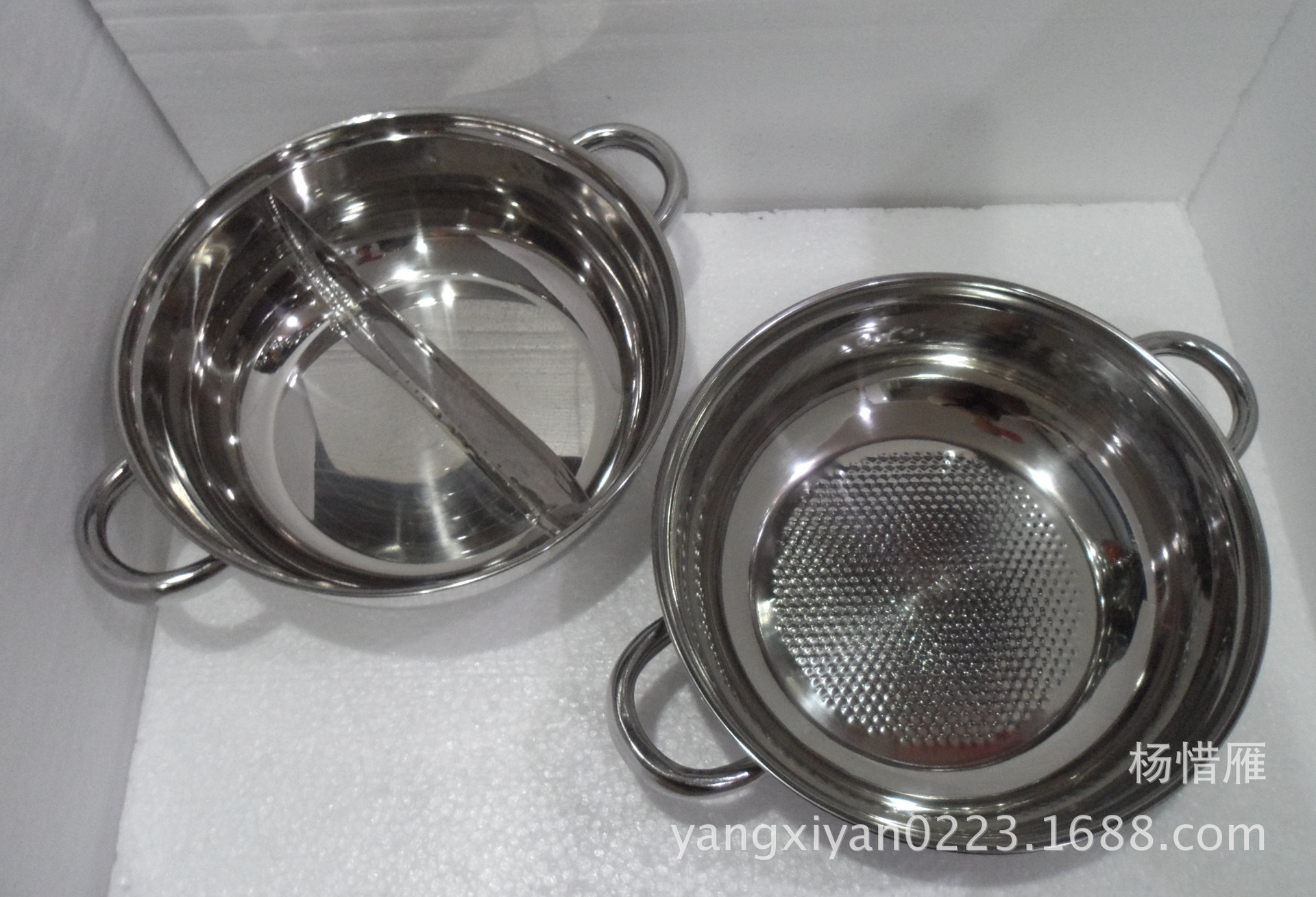 Stainless Steel Non-magnetic Single Bottom Double Bottom Hot Pot with Lid Two-flavor Mandarin Duck Hot Pot Small Fat Sheep with Grids Edge Boiler