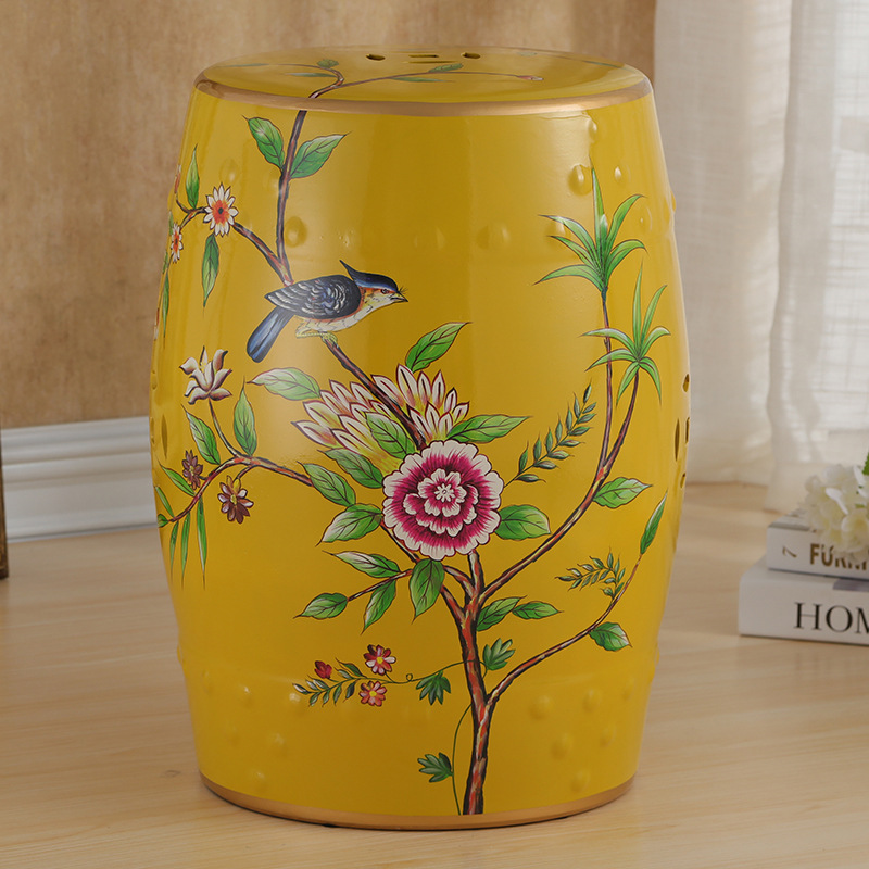 Jiaju ceramic drum stool wholesale new multi-functional home decoration decoration shoe changing stool hot selling hand painted red