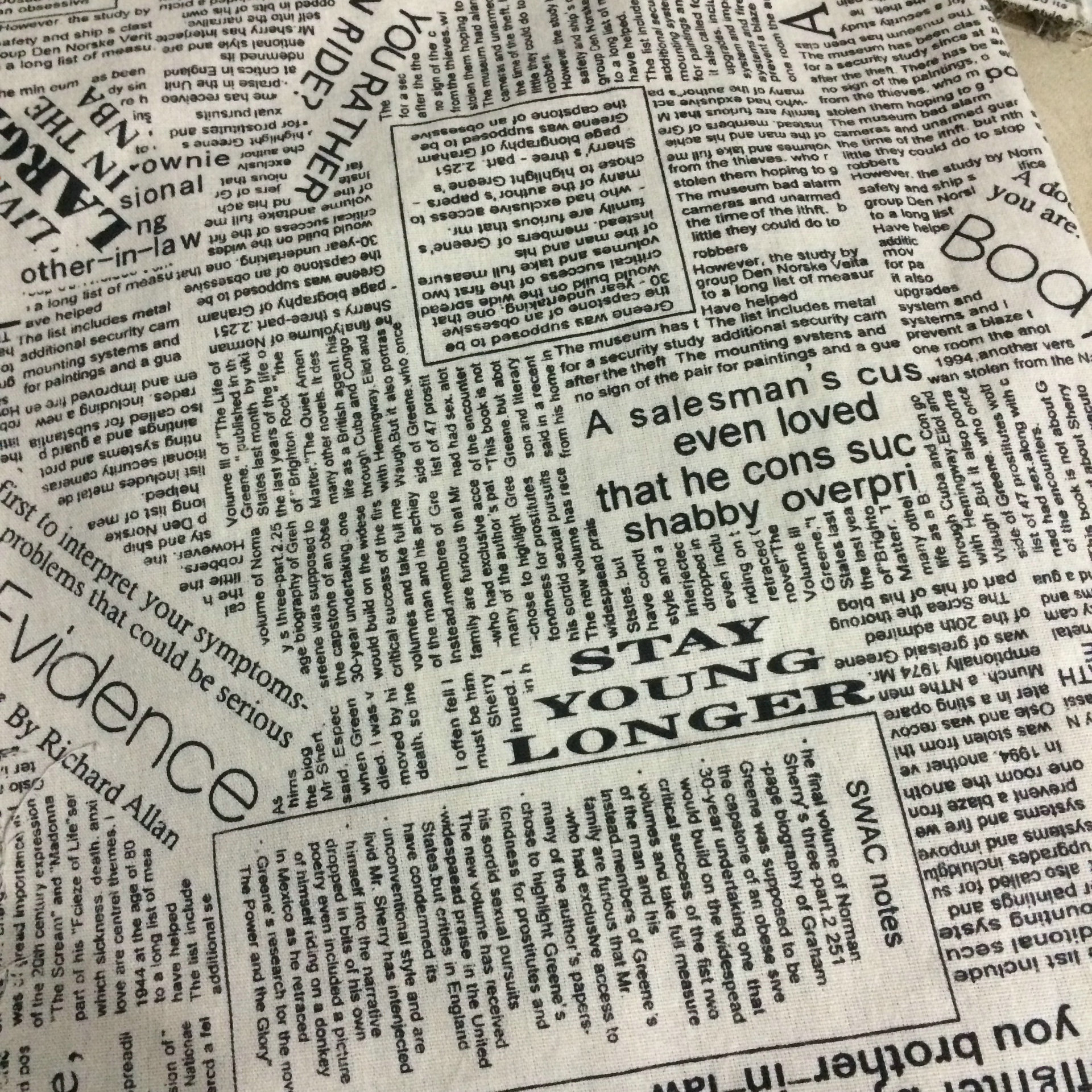 Washing process English letter newspaper linen cloth background tablecloth sofa cotton linen cloth spot special Wholesale