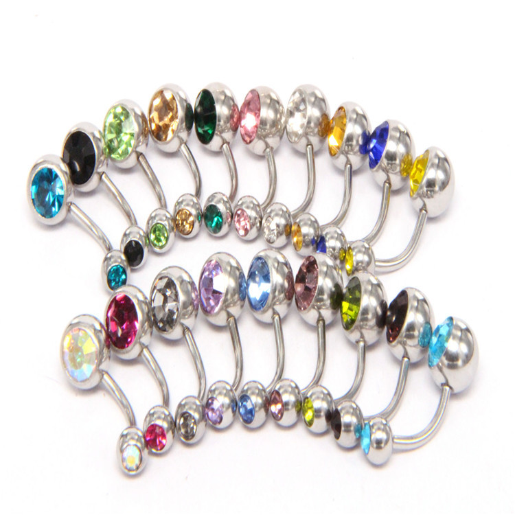 Factory 20 color European and American stainless steel pressure drill navel nail navel ring color navel buckle puncture jewelry